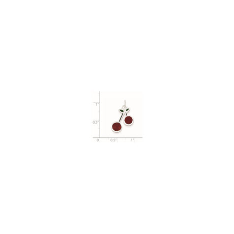 Sterling Silver Cherry Pendant with Red Enamel and Green Leaf Detail, Playful Fruit Charm for Women