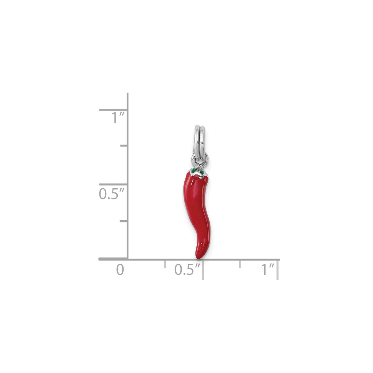 Sterling Silver Chili Pepper Pendant with Enamel, Italian Good Luck Amulet for Necklace or Bracelet