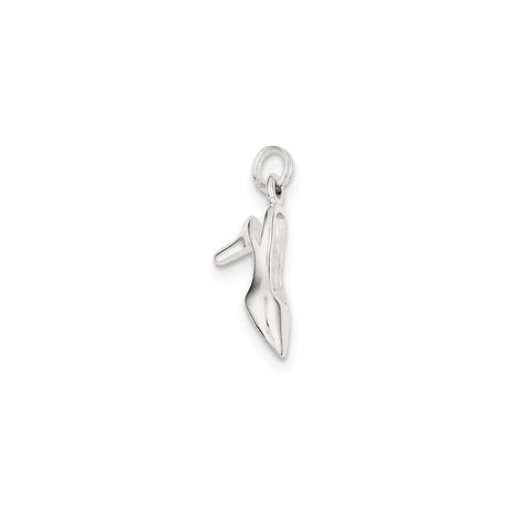 Sterling Silver High Heel Shoe Charm Pendant, Polished Stiletto Design for Women