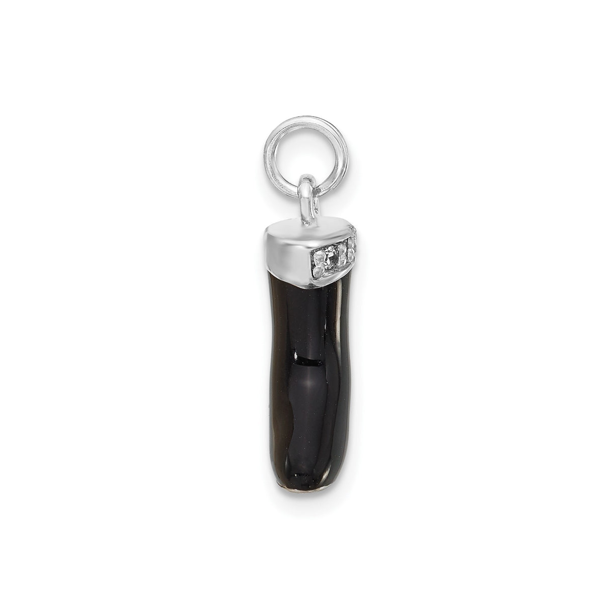Sterling Silver Boot Pendant with Black Enamel and Cubic Zirconia, Western Cowgirl Style