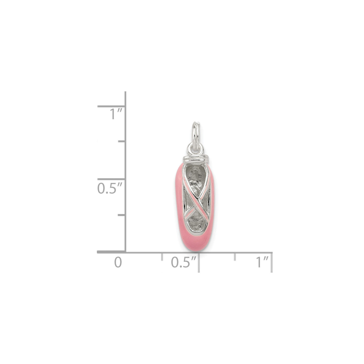 Sterling Silver Ballet Slipper Charm Pendant with Pink Enamel Detailing, Ballerina Shoe Design