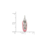 Sterling Silver Ballet Slipper Charm Pendant with Pink Enamel Detailing, Ballerina Shoe Design