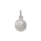 Sterling Silver Basketball Charm Pendant with Textured Ball Design, Unisex Sports Jewelry