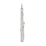 Sterling Silver Flute Pendant Charm with Detailed Musical Instrument Design