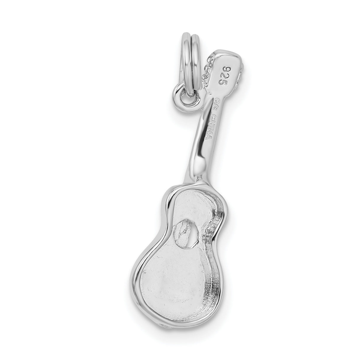 Polished Guitar Charm Pendant in Real 925 Sterling Silver