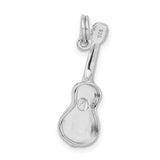 Polished Guitar Charm Pendant in Real 925 Sterling Silver