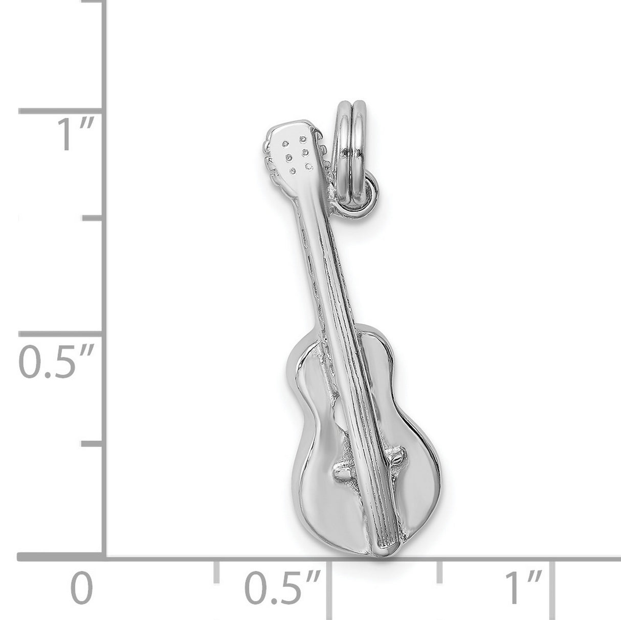 Polished Guitar Charm Pendant in Real 925 Sterling Silver