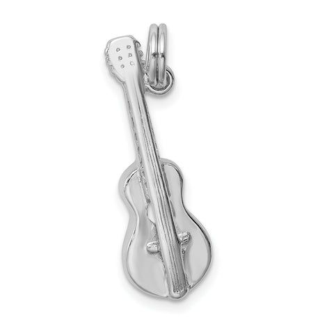 Polished Guitar Charm Pendant in Real 925 Sterling Silver