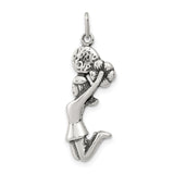 Sterling Silver Cheerleader Pendant with Midair Pose and Pom Pom Design