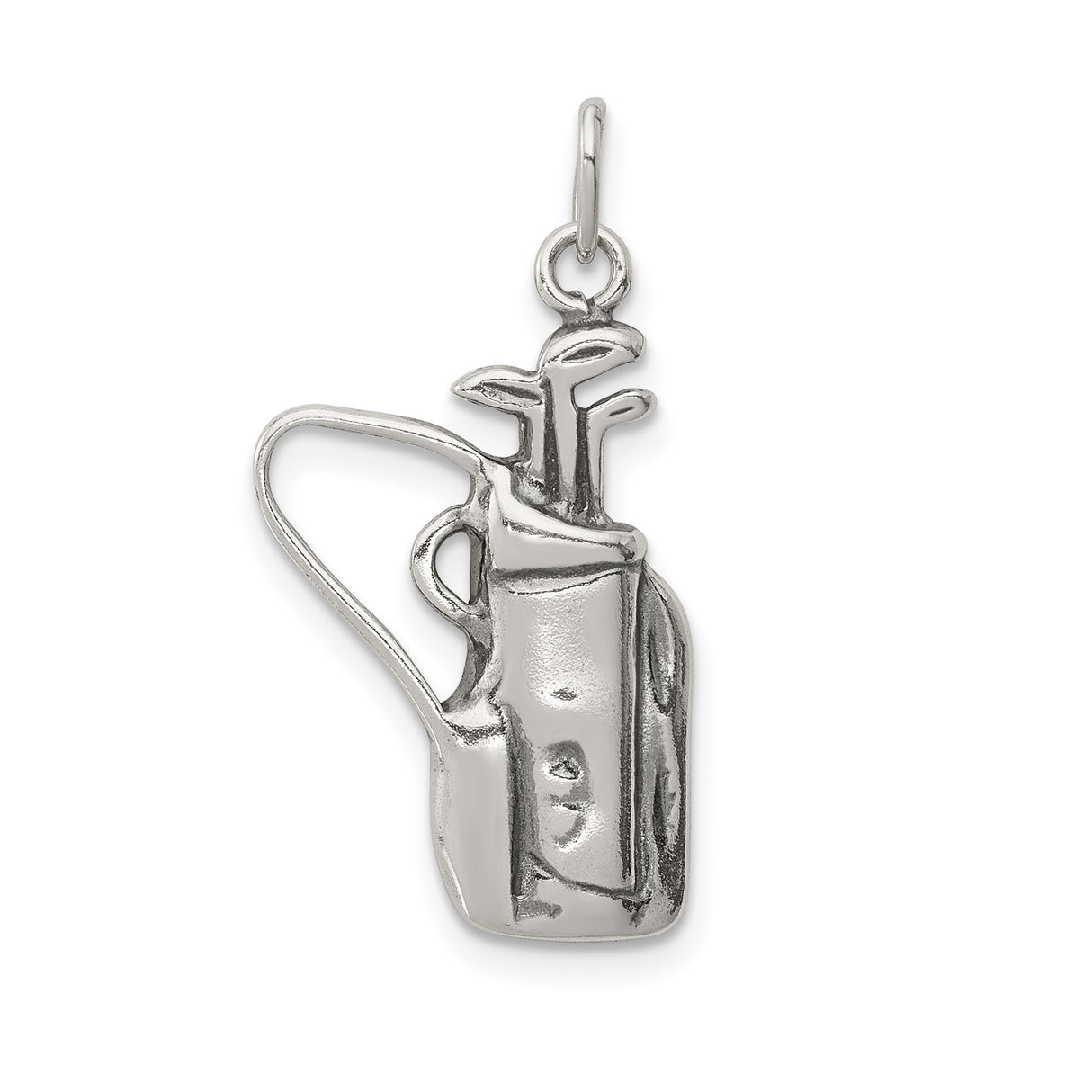 Sterling Silver Golf Bag Pendant with Detailed Clubs, Unisex Sports Charm for Golf Lovers