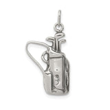 Sterling Silver Golf Bag Pendant with Detailed Clubs, Unisex Sports Charm for Golf Lovers