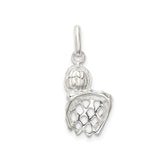 Sterling Silver Basketball Hoop Pendant with Net and Ball, Sports Charm Jewelry for Athletes and Fans