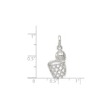 Sterling Silver Basketball Hoop Pendant with Net and Ball, Sports Charm Jewelry for Athletes and Fans