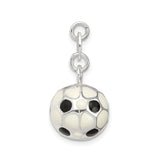 Sterling Silver Soccer Ball Charm Pendant with Black and White Enamel Detail, Unisex Sports Jewelry