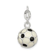 Sterling Silver Soccer Ball Charm Pendant with Black and White Enamel Detail, Unisex Sports Jewelry