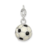 Sterling Silver Soccer Ball Charm Pendant with Black and White Enamel Detail, Unisex Sports Jewelry