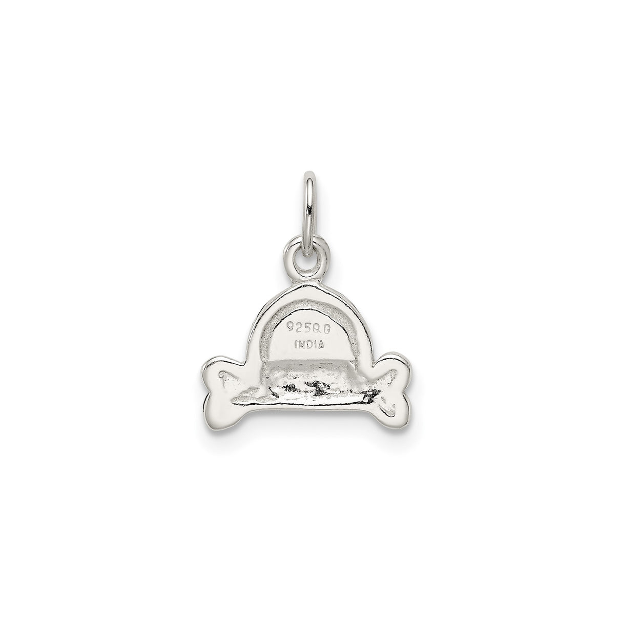 Sterling Silver Dog Bone Pendant with Enamel Accents, I Love My Dog Charm