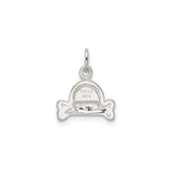 Sterling Silver Dog Bone Pendant with Enamel Accents, I Love My Dog Charm