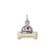 Sterling Silver Dog Bone Pendant with Enamel Accents, I Love My Dog Charm