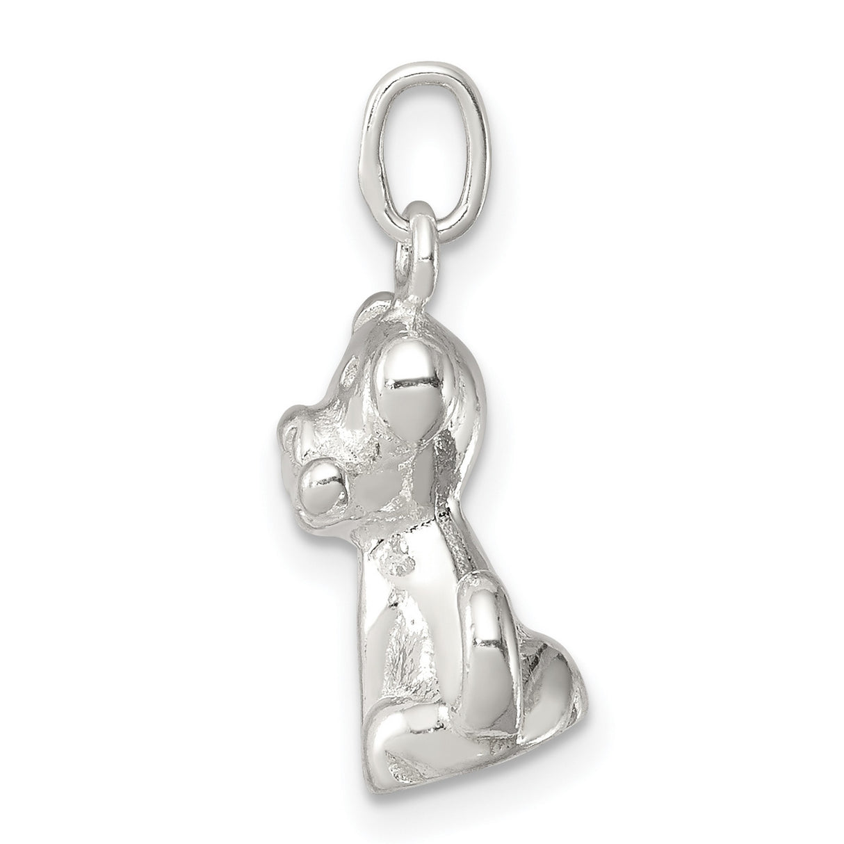 Sterling Silver Dog Charm Pendant with Playful Puppy and Bone, Whimsical Pet Jewelry
