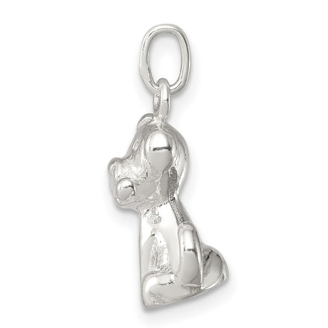 Sterling Silver Dog Charm Pendant with Playful Puppy and Bone, Whimsical Pet Jewelry