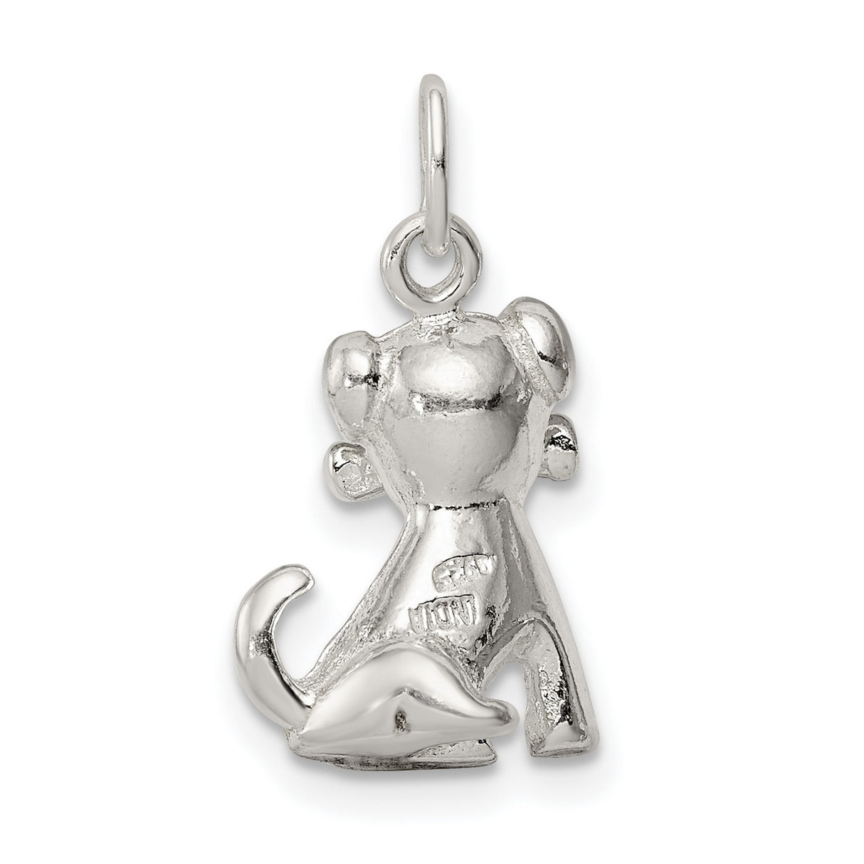 Sterling Silver Dog Charm Pendant with Playful Puppy and Bone, Whimsical Pet Jewelry