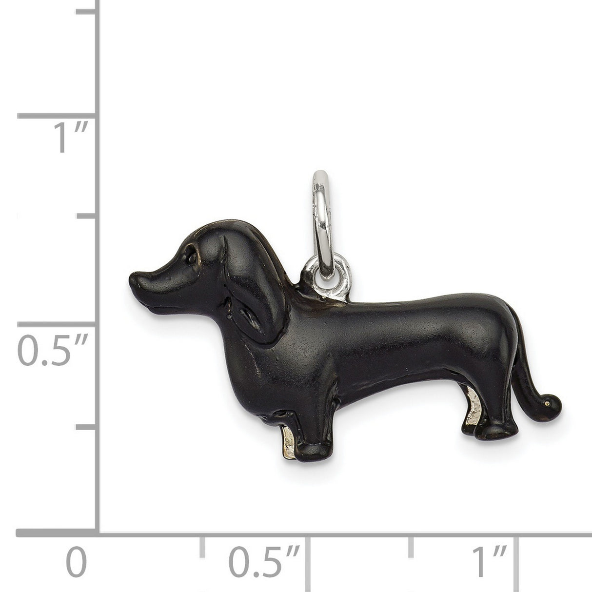 Sterling Silver Dachshund Dog Pendant with Black Enamel Detail, Pet Lover Jewelry