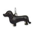 Sterling Silver Dachshund Dog Pendant with Black Enamel Detail, Pet Lover Jewelry