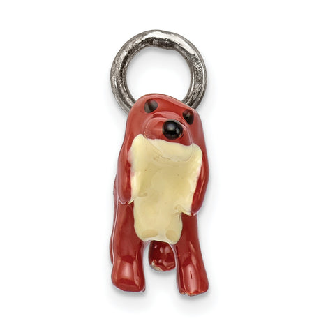 Sterling Silver Dachshund Pendant with Brown Enamel Dog Charm, Pet Memorial Jewelry