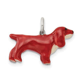 Sterling Silver Dachshund Pendant with Brown Enamel Dog Charm, Pet Memorial Jewelry