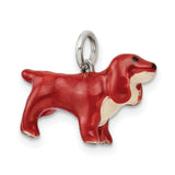 Sterling Silver Dachshund Pendant with Brown Enamel Dog Charm, Pet Memorial Jewelry