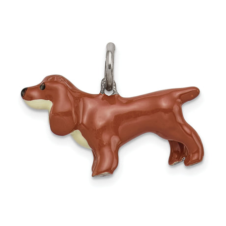 Sterling Silver Dachshund Pendant with Brown Enamel Dog Charm, Pet Memorial Jewelry