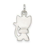 Enameled Cat Charm Pendant in Real 925 Sterling Silver