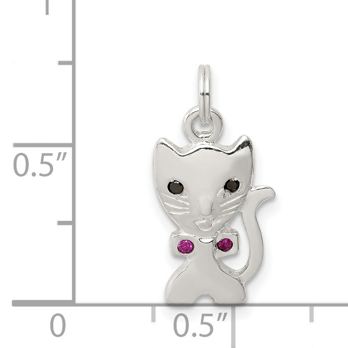 Enameled Cat Charm Pendant in Real 925 Sterling Silver