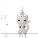 Enameled Cat Charm Pendant in Real 925 Sterling Silver