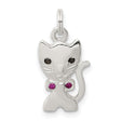 Enameled Cat Charm Pendant in Real 925 Sterling Silver