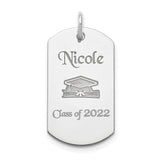 Personalize Graduation Dog Tag Charm Pendant in Real 925 Sterling Silver