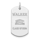 Personalized Graduation Dog Tag Charm Pendant in Real 925 Sterling Silver