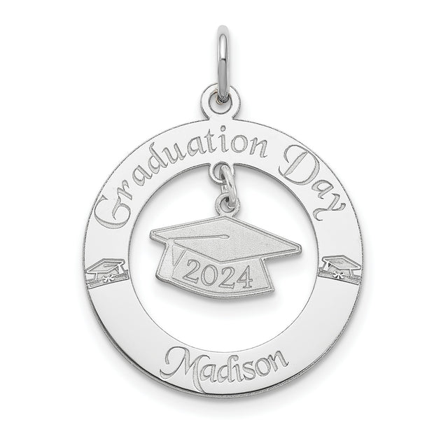 Personalized Graduation Charm Pendant in Real 925 Sterling Silver