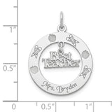 Personalize Best Teacher Charm Pendant in Real 925 Sterling Silver