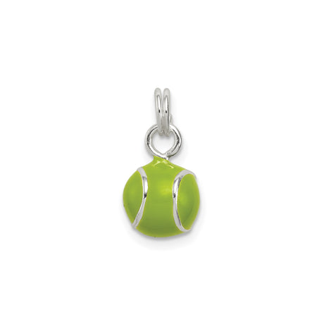 Sterling Silver Tennis Ball Pendant with Bright Green Enamel, Sports Charm for Fans and Players