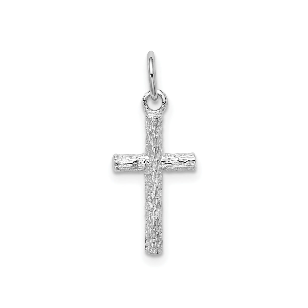 Sterling Silver Cross Pendant with Branch Texture, Rustic Spiritual Design for Men and Women