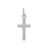 Sterling Silver Cross Pendant with Branch Texture, Rustic Spiritual Design for Men and Women
