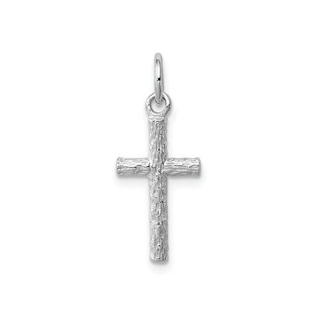 Sterling Silver Cross Pendant with Branch Texture, Rustic Spiritual Design for Men and Women