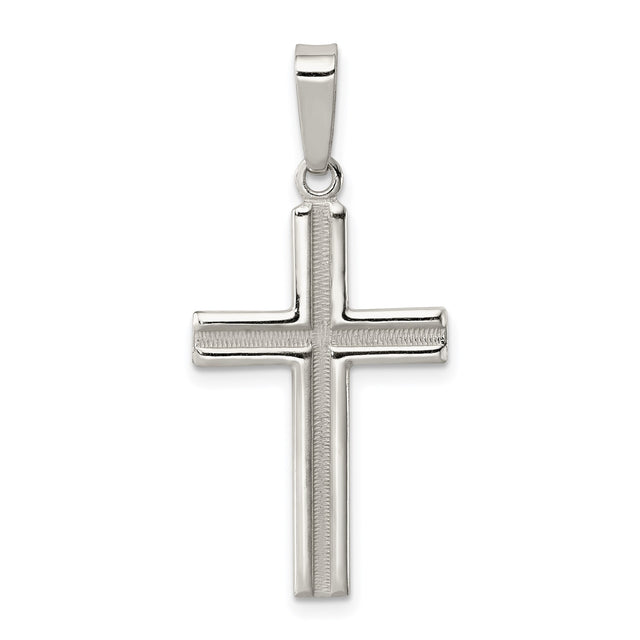 Sterling Silver Cross Pendant with Matte Finish and Clean Lines for Men and Women