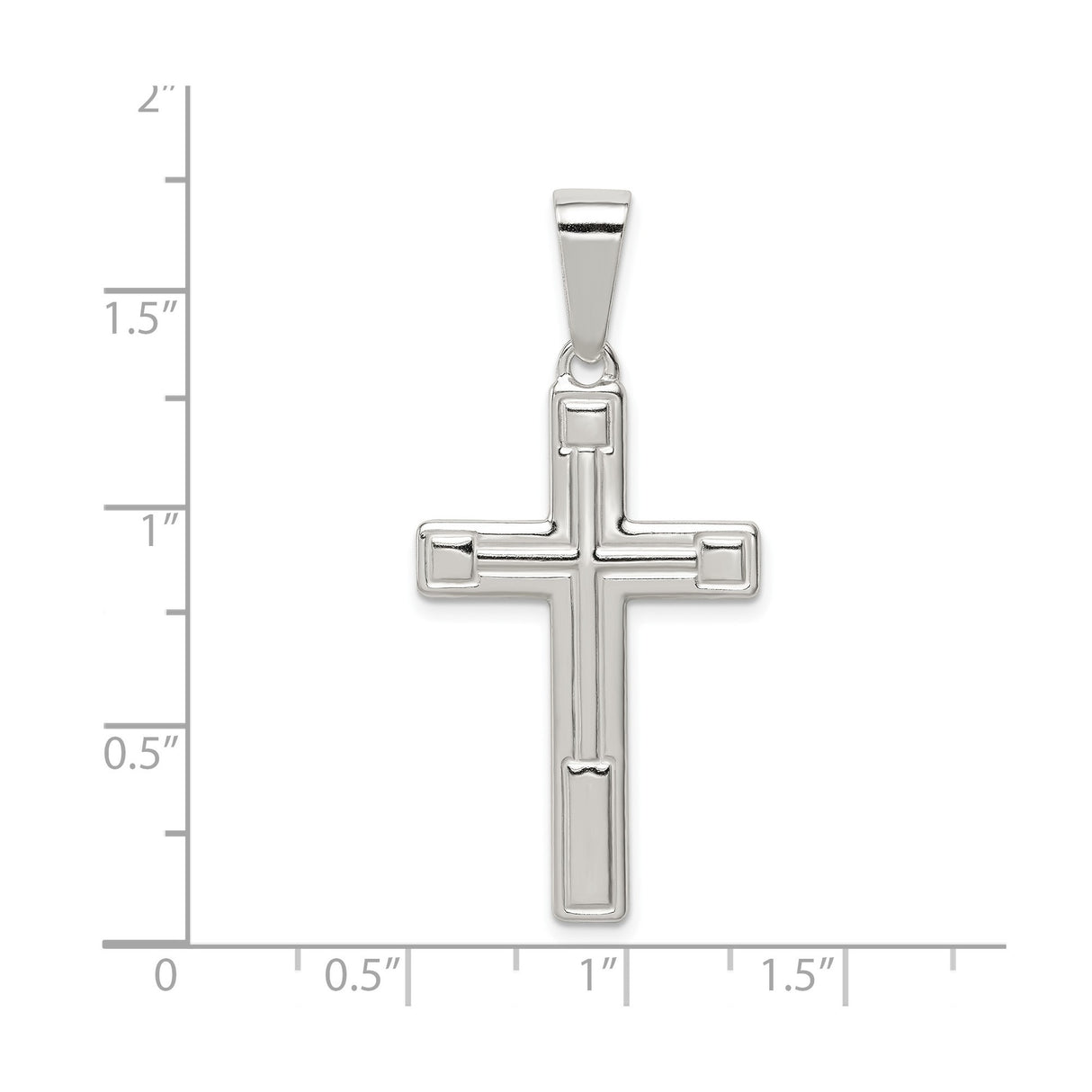 Sterling Silver Cross Pendant with Raised Latin Cross Detail, Modern Christian Design