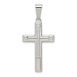 Sterling Silver Cross Pendant with Raised Latin Cross Detail, Modern Christian Design