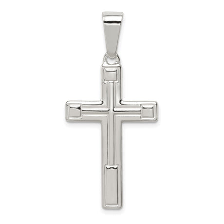 Sterling Silver Cross Pendant with Raised Latin Cross Detail, Modern Christian Design