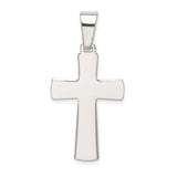 Sterling Silver Cross Pendant with Mirror Finish and Flat Edge Latin Cross Design