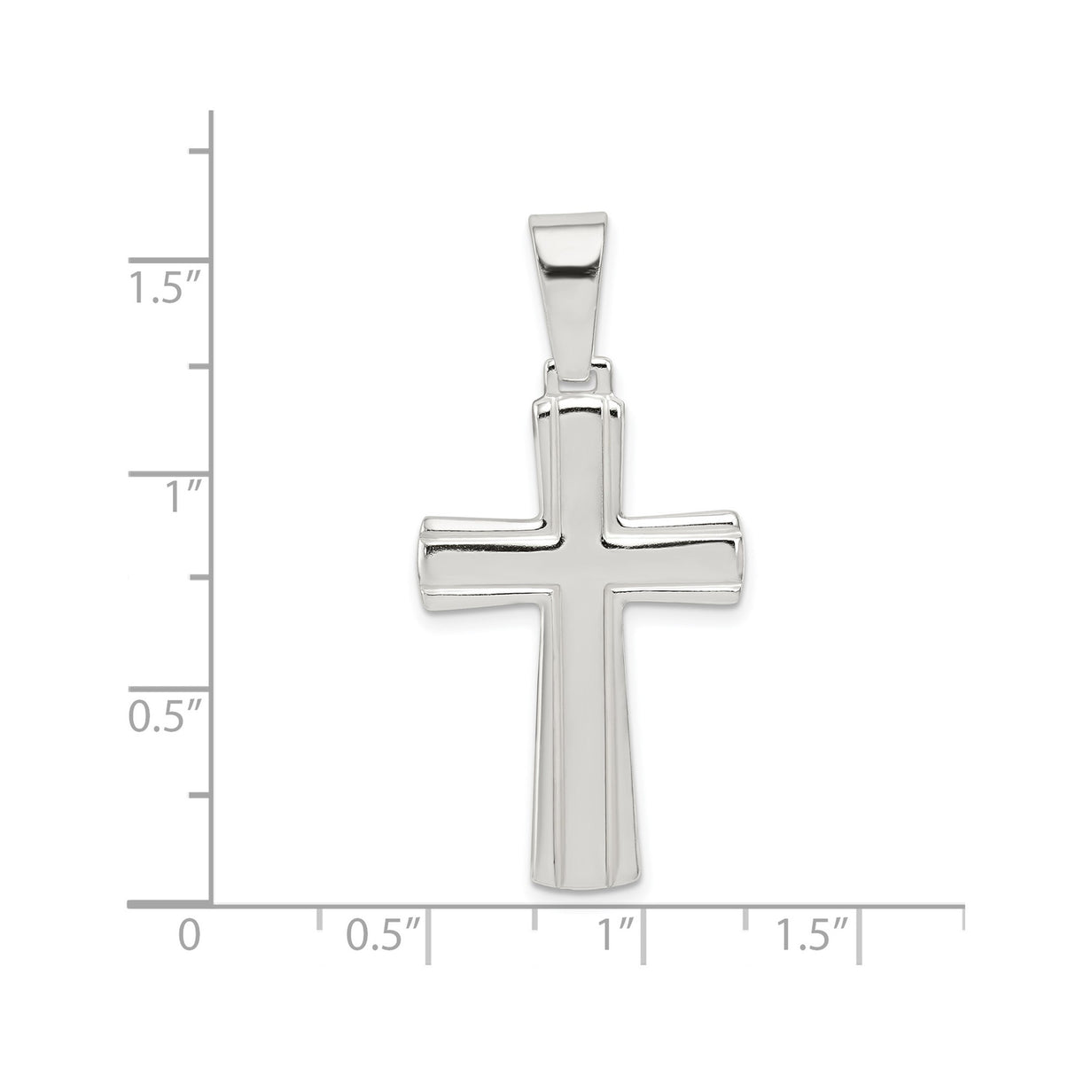 Sterling Silver Cross Pendant with Mirror Finish and Flat Edge Latin Cross Design
